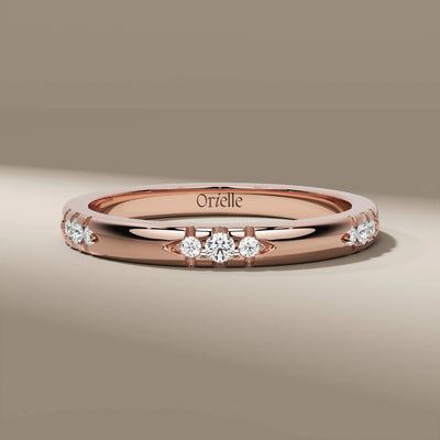 Designer round cut band with minimalist and unique styling
