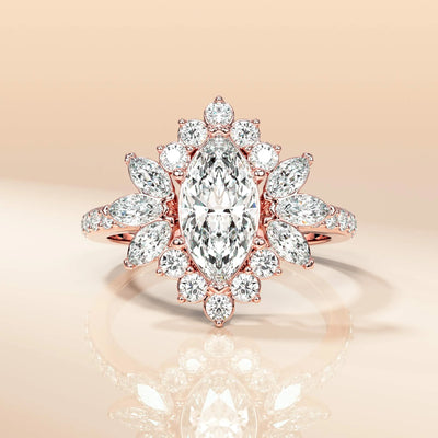 Halo setting moissanite ring inspired by vintage design
