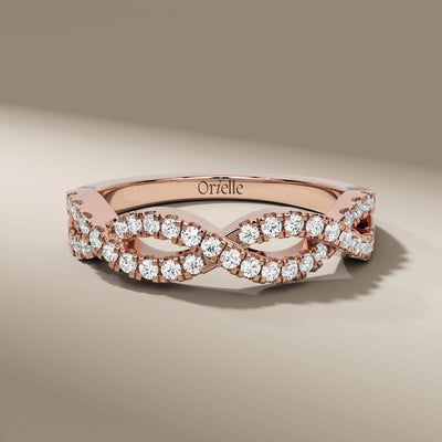 Lab grown diamond wedding band in elegant white gold twist design
