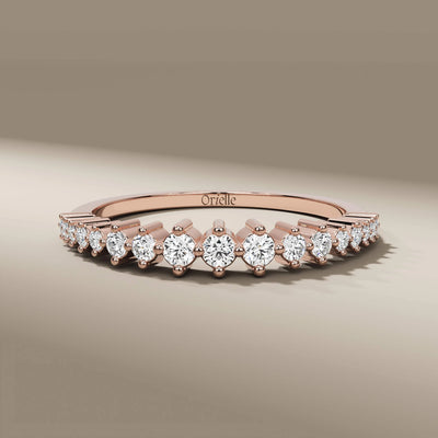 designer round diamond yellow gold half eternity band
