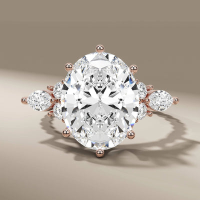 white gold engagement ring featuring oval cut diamond
