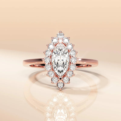 Yellow gold marquise moissanite promise ring
