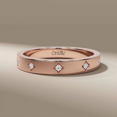 unique design flush band with round lab grown diamonds
