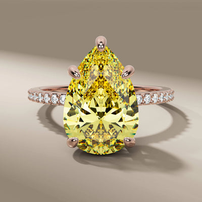 pave setting ring with pear cut and lab grown diamonds
