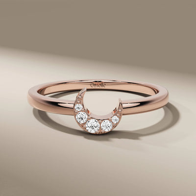 handmade moon style yellow gold wedding band
