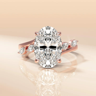 Oval cut ring featuring elegant claw prongs
