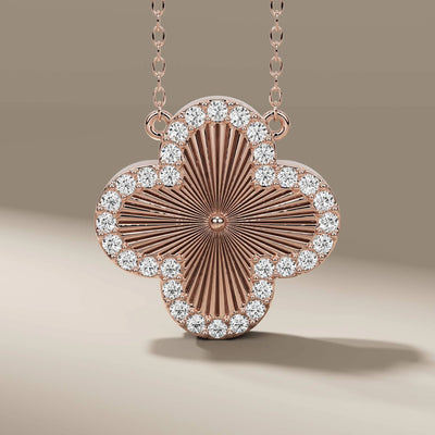 Flower style pendant necklace with round lab grown diamond

