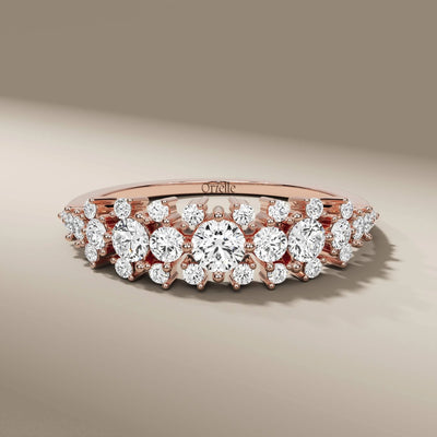 White gold round diamond wedding band in cluster style
