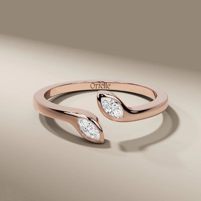 designer marquise cut open wedding band in yellow gold
