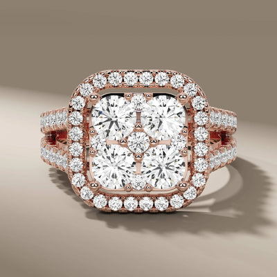 split shank engagement ring with halo diamond setting
