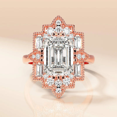 Statement emerald diamond ring in gold setting
