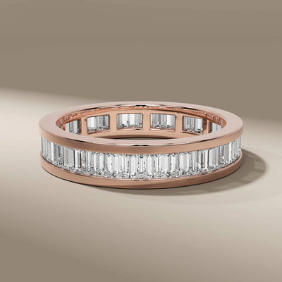 stacking band in gold with sleek baguette eternity sparkle
