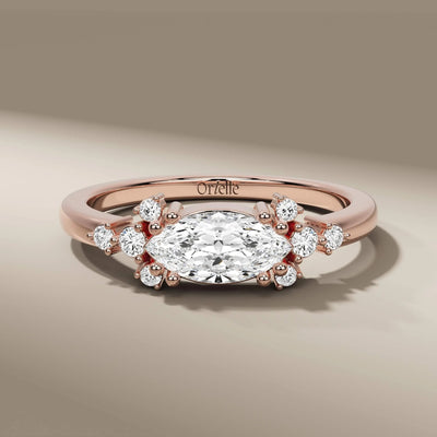 lab grown diamond ring in east west marquise engagement look
