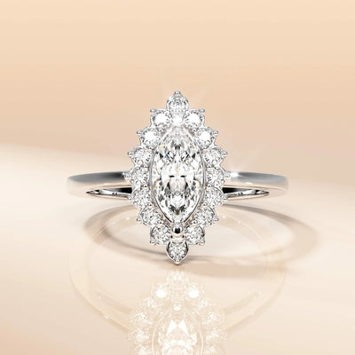 Cathedral setting round halo engagement ring
