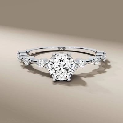 distance pave engagement ring with prong setting
