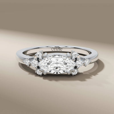 side stone ring with vintage marquise diamond detailing
