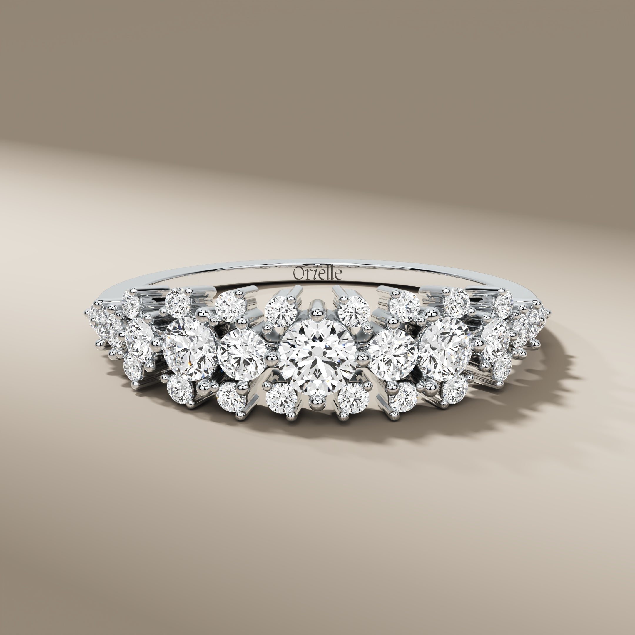 Round Cut Lab Grown Diamond Cluster Stacking Wedding Band In 10k Solid Gold