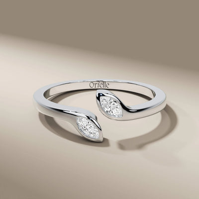 marquise cut wedding band in yellow gold with modern open design
