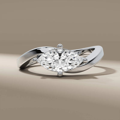 handmade marquise ring in unique bypass setting style
