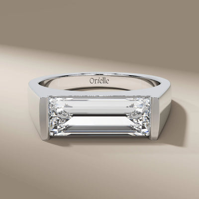 handmade signet ring with unique baguette diamond design
