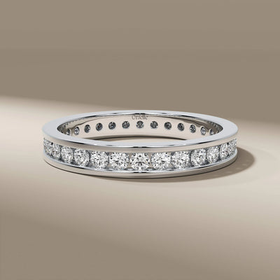 elegant channel set round diamond eternity band
