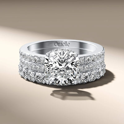 shared prong band crafted for yellow gold unique bridal sets
