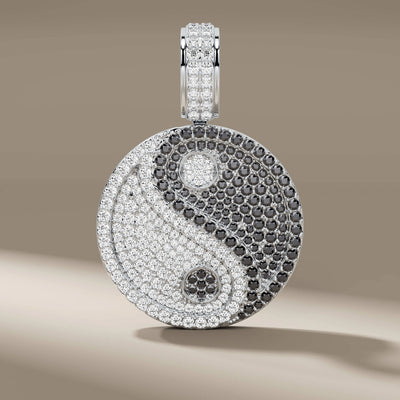 unique yin yang pendant with black and white diamonds
