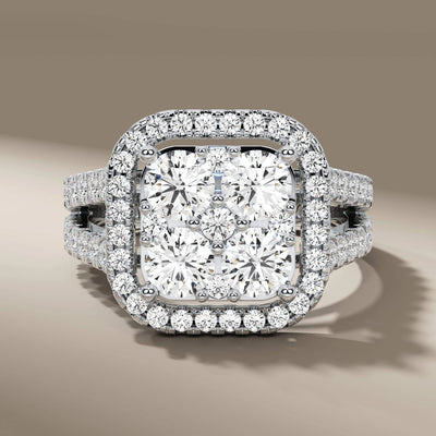 cathedral setting ring featuring round cut diamond
