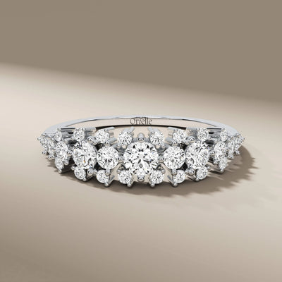 Lab grown diamond cluster band in sleek prong setting
