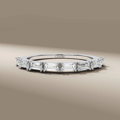 unique design baguette cut half eternity wedding band

