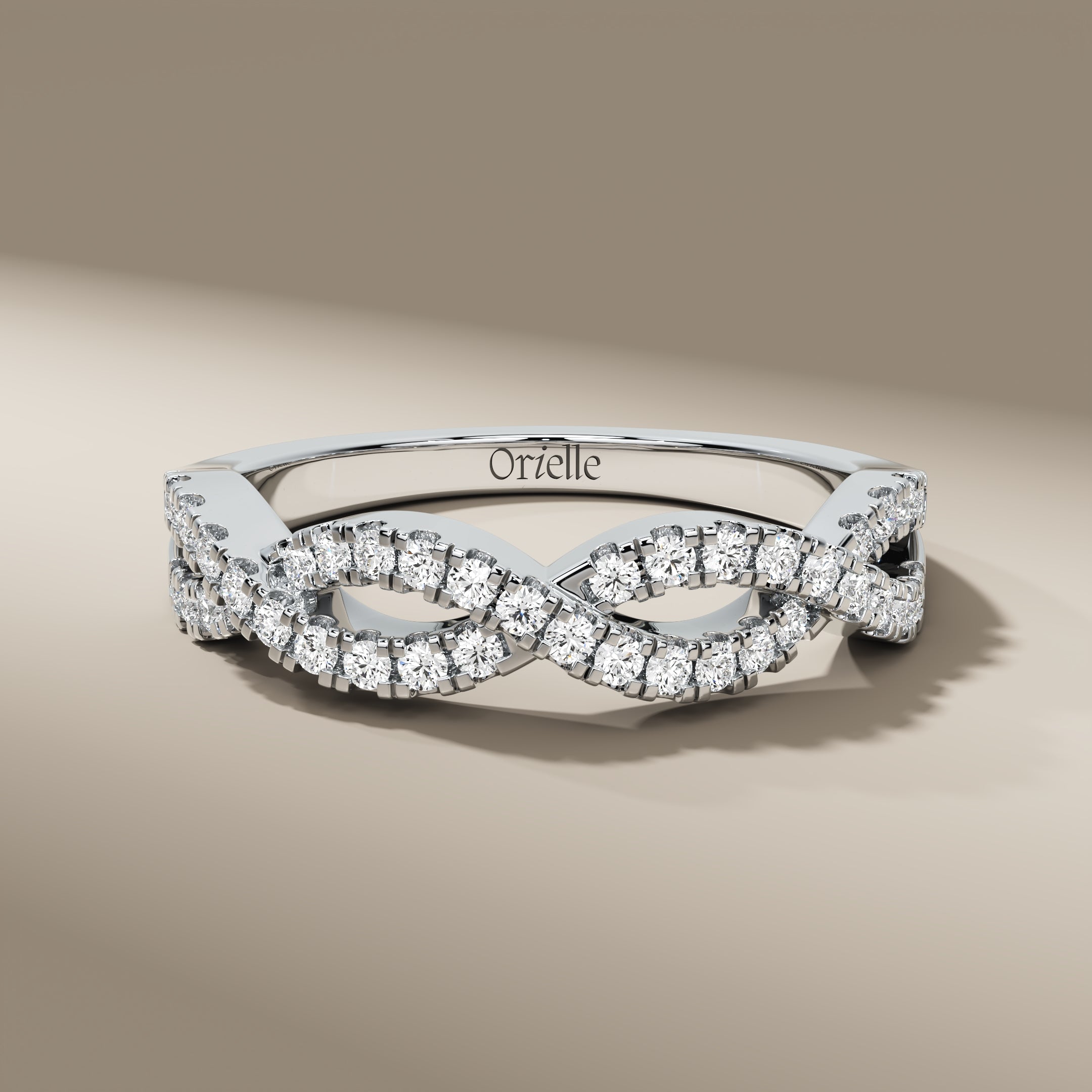 0.32 ctw Diamond Infinity Twist White Gold Elegant Stacking Band