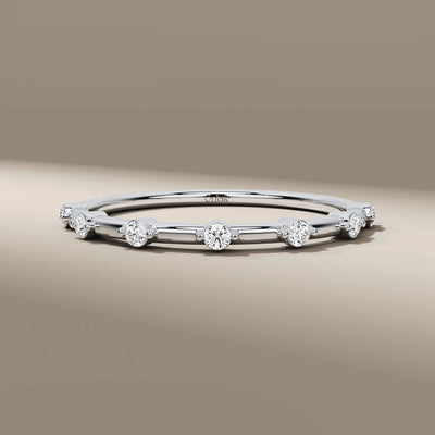 designer minimalist half eternity wedding band
