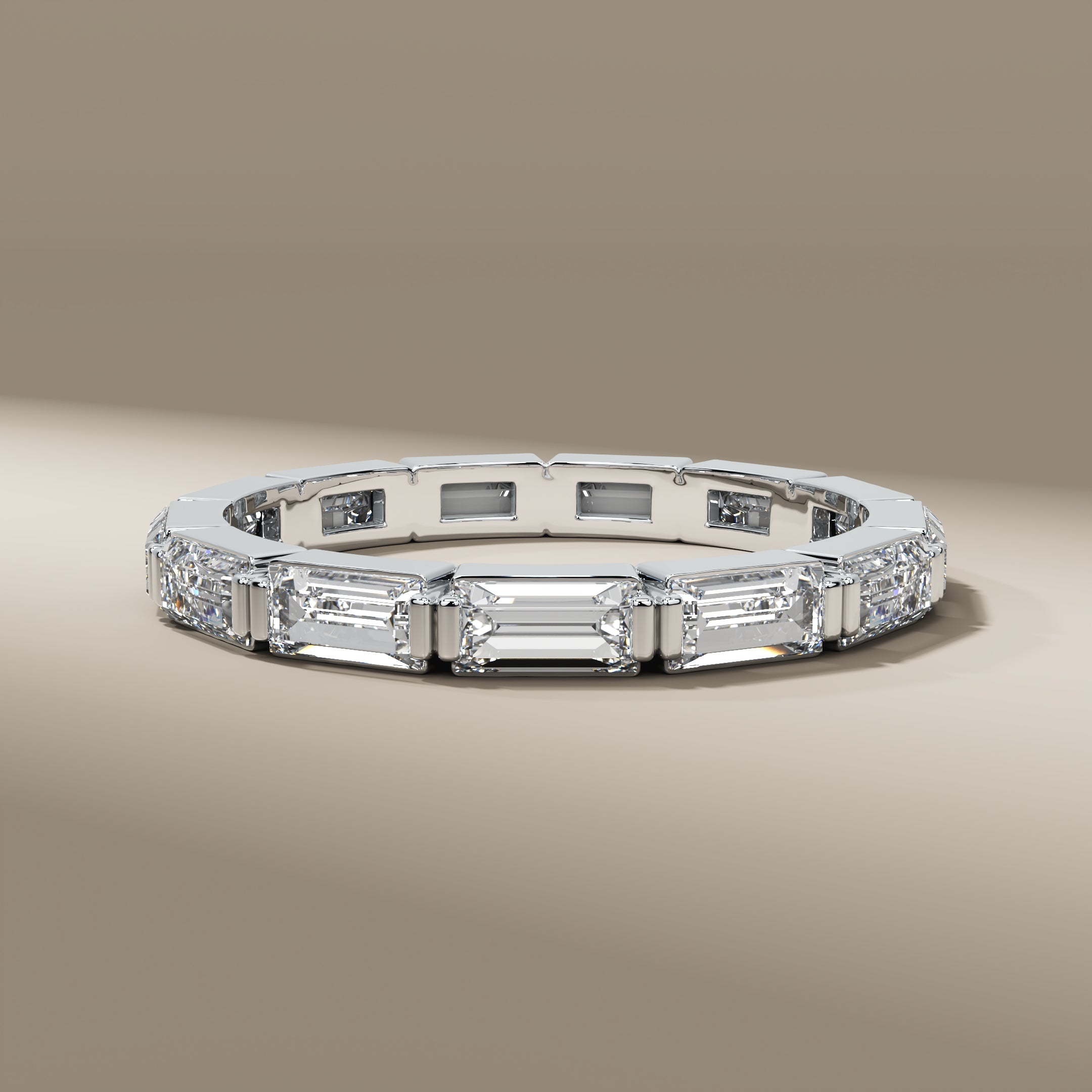 Baguette Cut Diamond Eternity/Modern Sleek Wedding Band