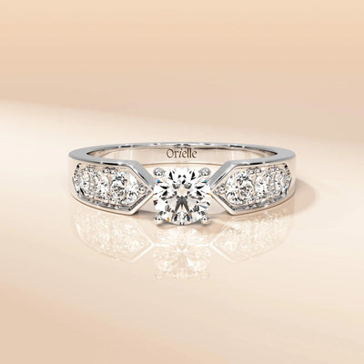 Prong setting round engagement ring with unique detailing
