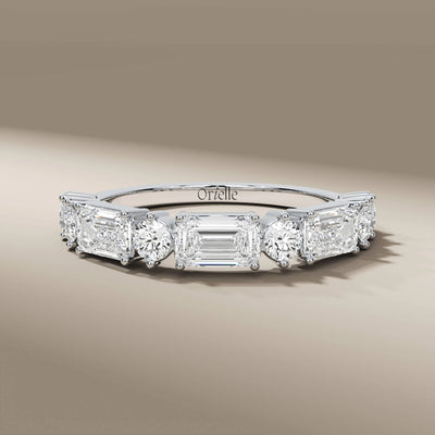 lab grown emerald diamond prong setting wedding band

