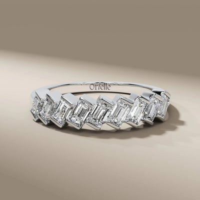 rose gold baguette diamond bar setting half eternity band
