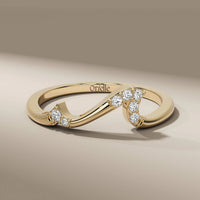 Round Cut Diamond Shared Prong Wave Wedding Band