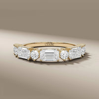Half Eternity Yellow Gold Emerald Diamond Band