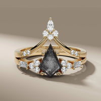 Kite Cut Engagement Ring With Tiara Wedding Band
