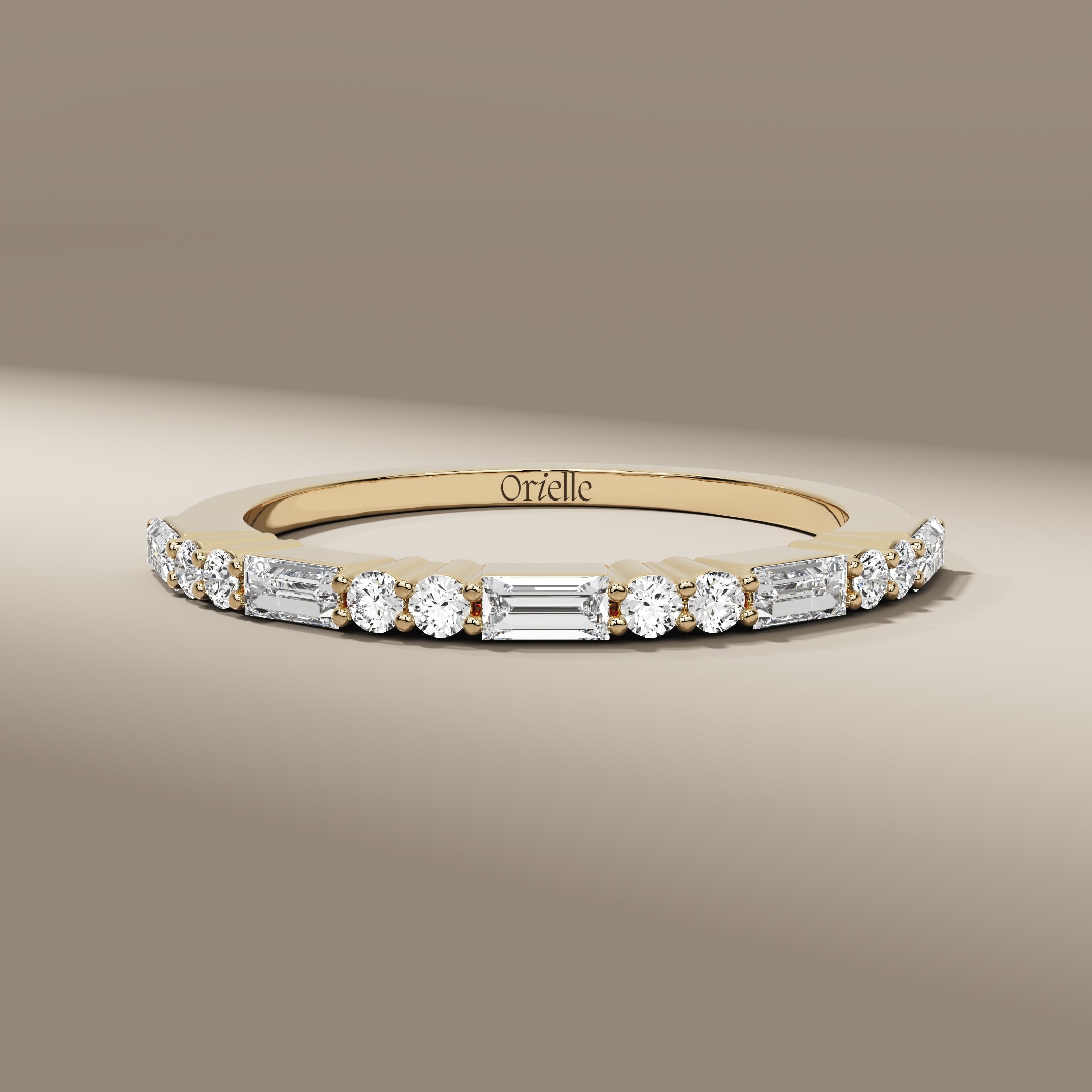 14K Gold Half Eternity 0.33 TCW Baguette & Round Diamond Wedding Band