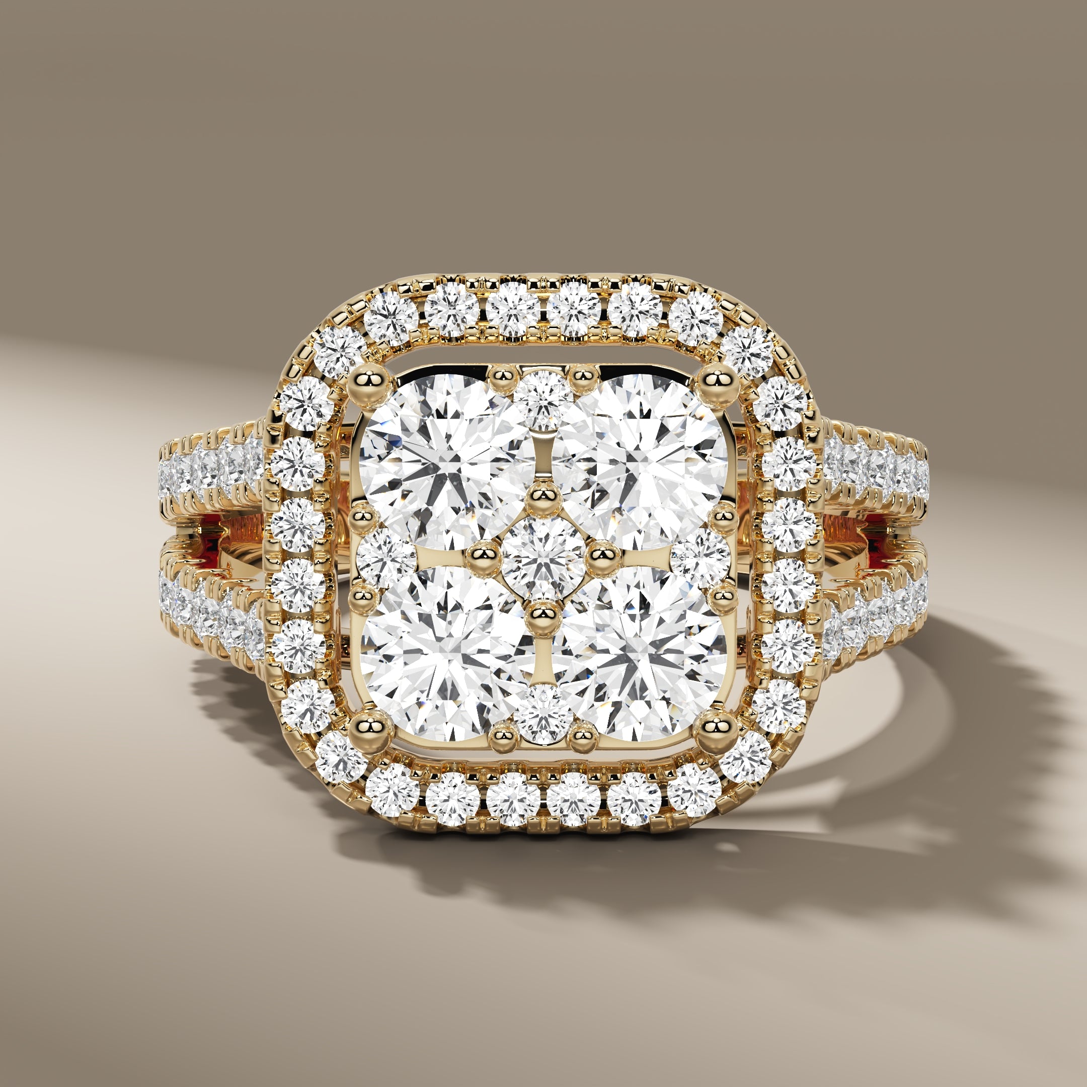 Round Diamond Split Shank Engagement Ring