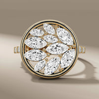 Marquise Cut Diamond Cluster Engagement Ring With Cocktail Style