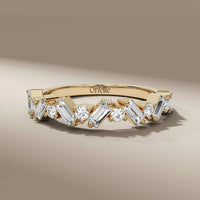 Baguette And Round Cut Diamond Half Eternity Wedding Band