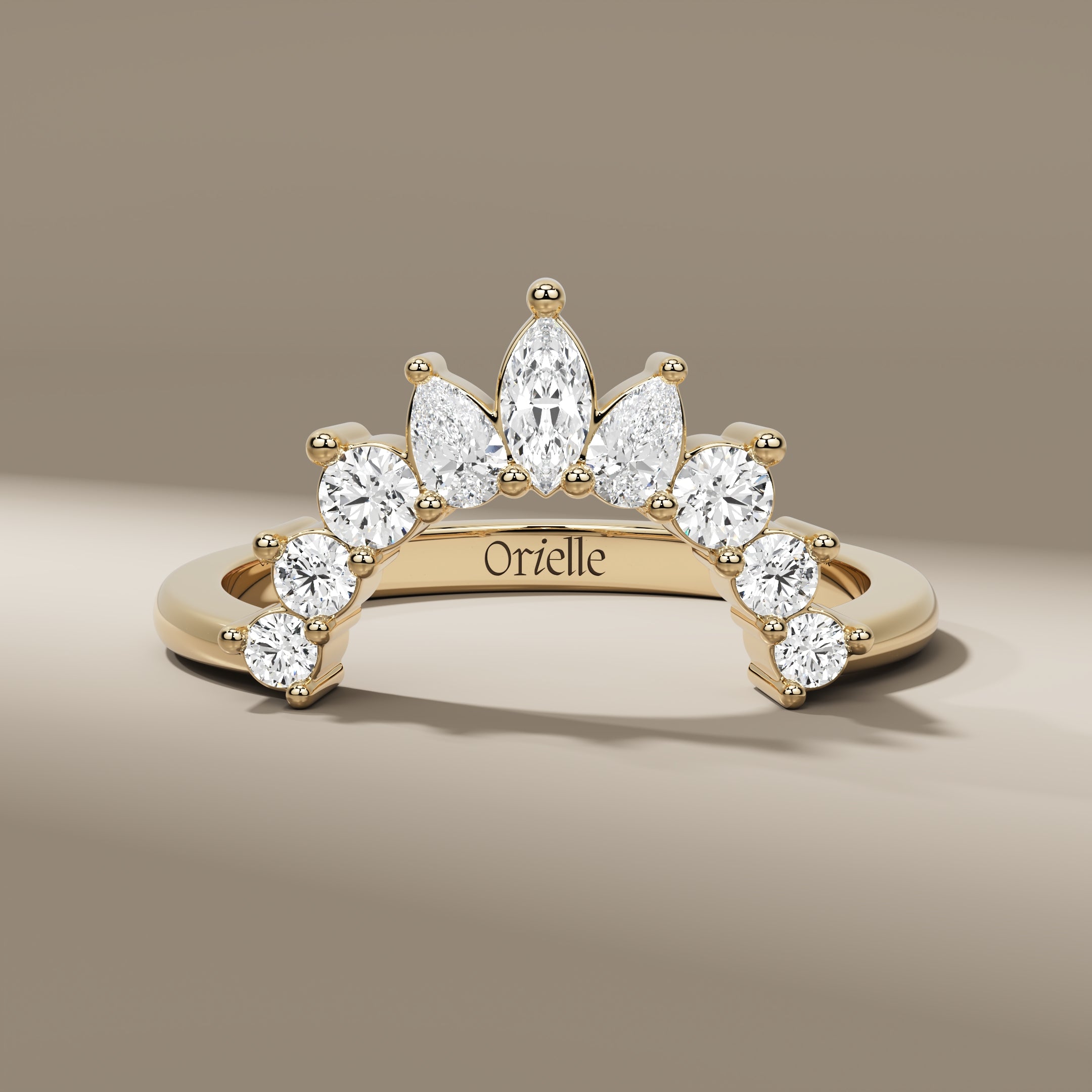 Marquise & Pear Lab Grown Diamond 10K Gold Custom Curved Wedding Band