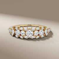 Round Cut Cluster Diamond Wedding Band With Prong Set