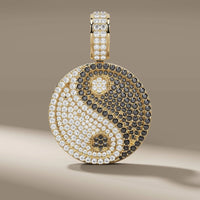 Round Black And White Diamond Yin Yang Pendant