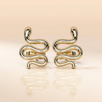 Solid Yellow Gold Snake Stud Earrings Design