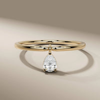 Pear Cut Lab Diamond Bezel Solitaire Gold Ring