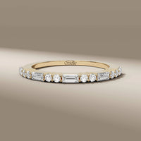 Half Eternity Yellow Gold Baguette And Round Wedding Band