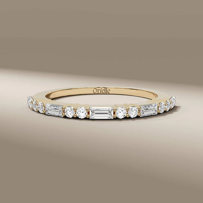 baguette and round diamond half eternity wedding band